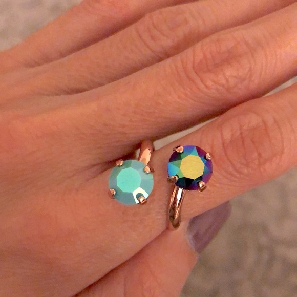 Jewelry - Iridescent Turquoise + Peacock Rose Gold Crystal Ring